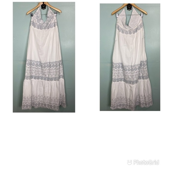 See by Chloe White Eyelet Maxi‎ Halter Tiered Floral Size 8 Dress - Picture 1 of 10